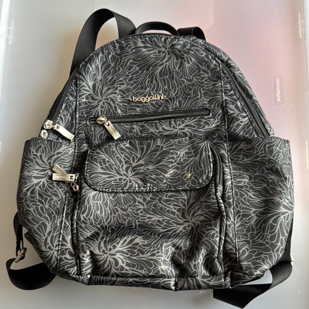 Baggallini Black Floral Backpack